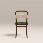 Daisy Wooden Dining Chair  | Vintage Green Faux Leather & Walnut