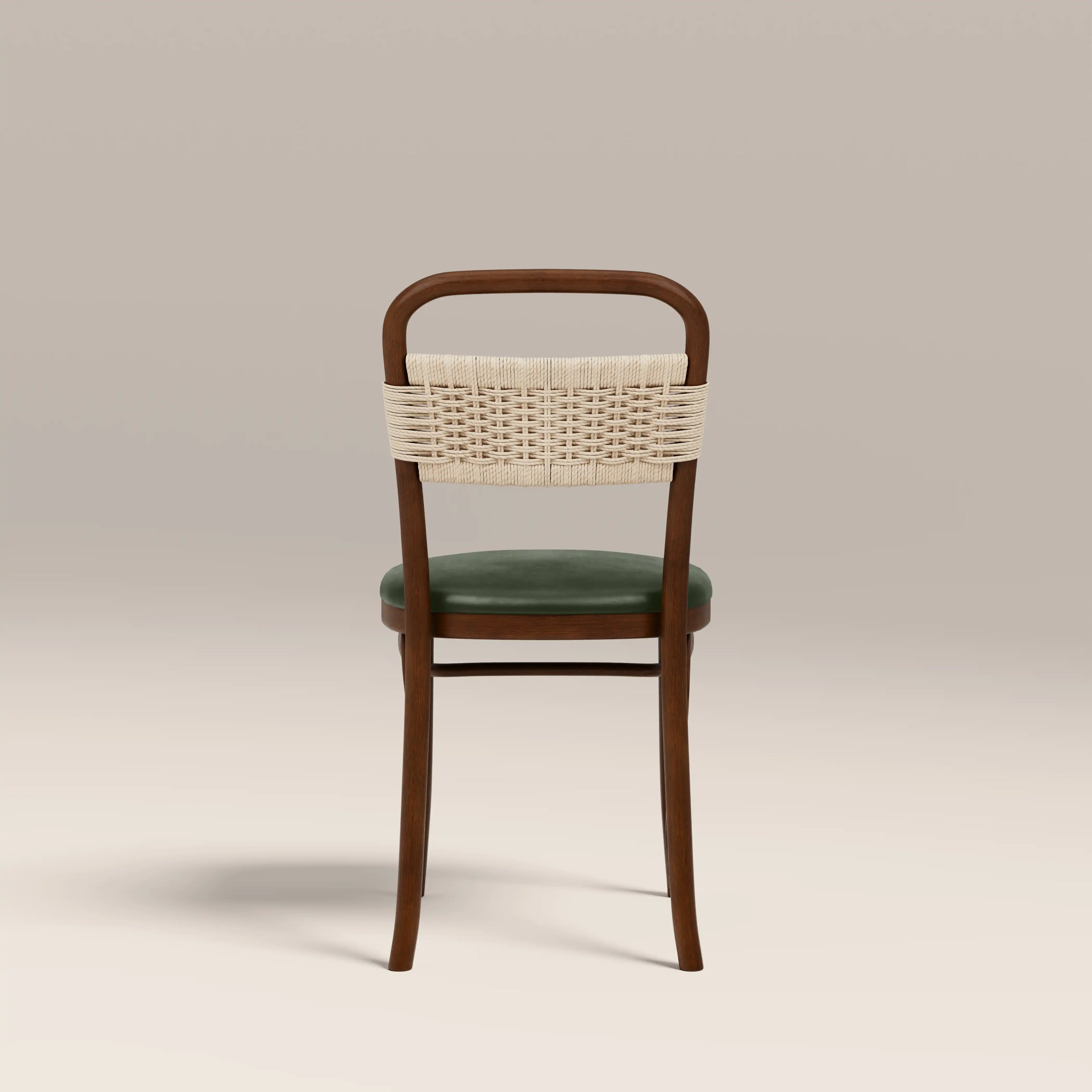 Daisy Wooden Dining Chair  | Vintage Green Faux Leather & Walnut