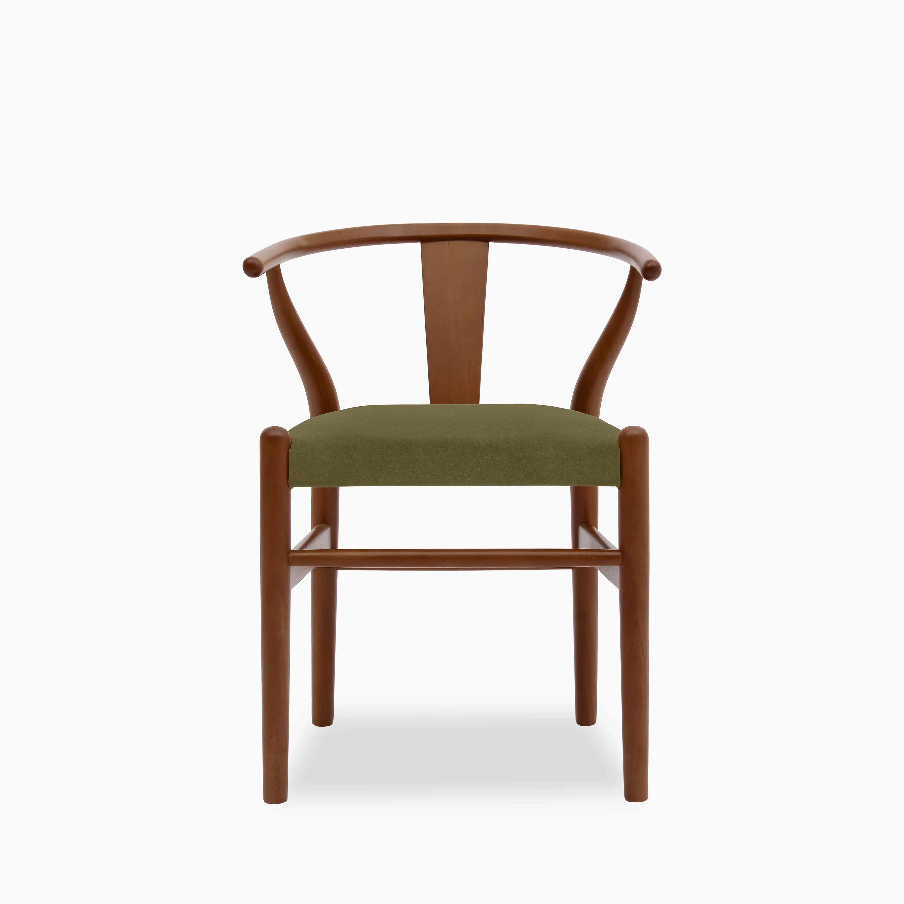 Bjorn Wooden Dining Chair | Moss Green Sustainable Mohair Velvet & Walnut