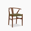 Bjorn Wooden Dining Chair | Moss Green Sustainable Mohair Velvet & Walnut