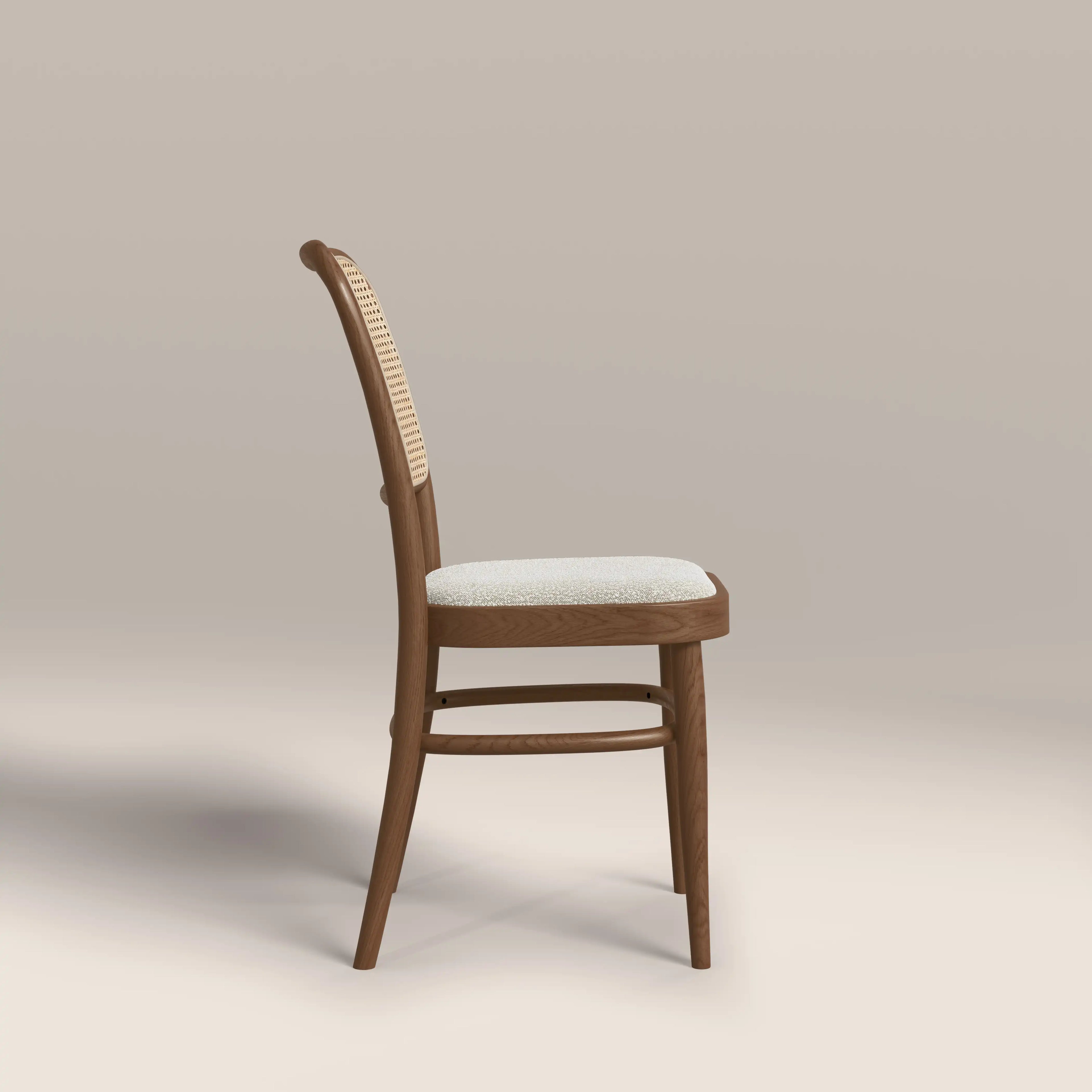 Bourne Wooden Dining Chair | Speckled Stone Sustainable Boucle & Walnut