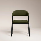 Presley Carver Dining Chair | Olive Green Sustainable Velvet & Black