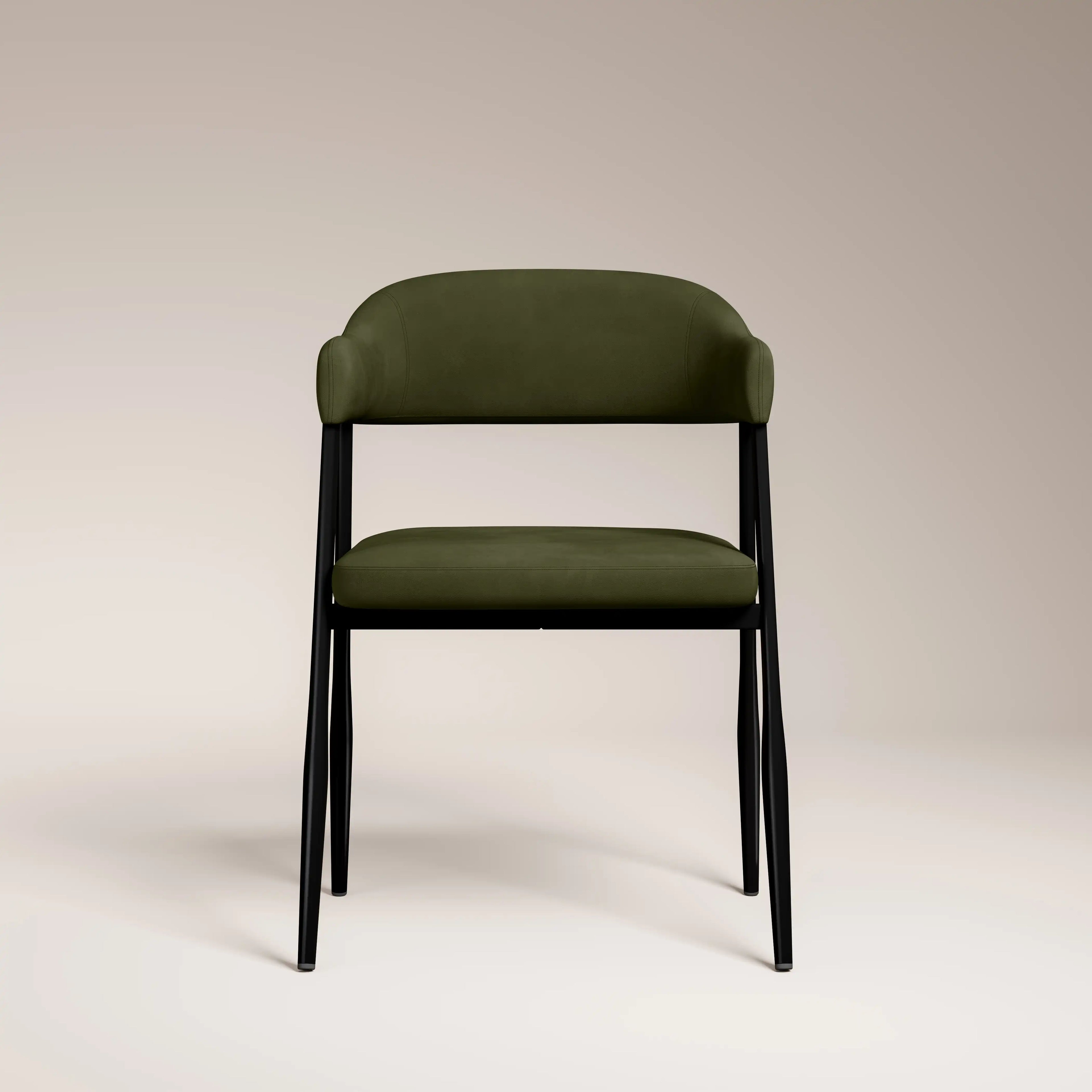 Presley Carver Dining Chair | Olive Green Sustainable Velvet & Black