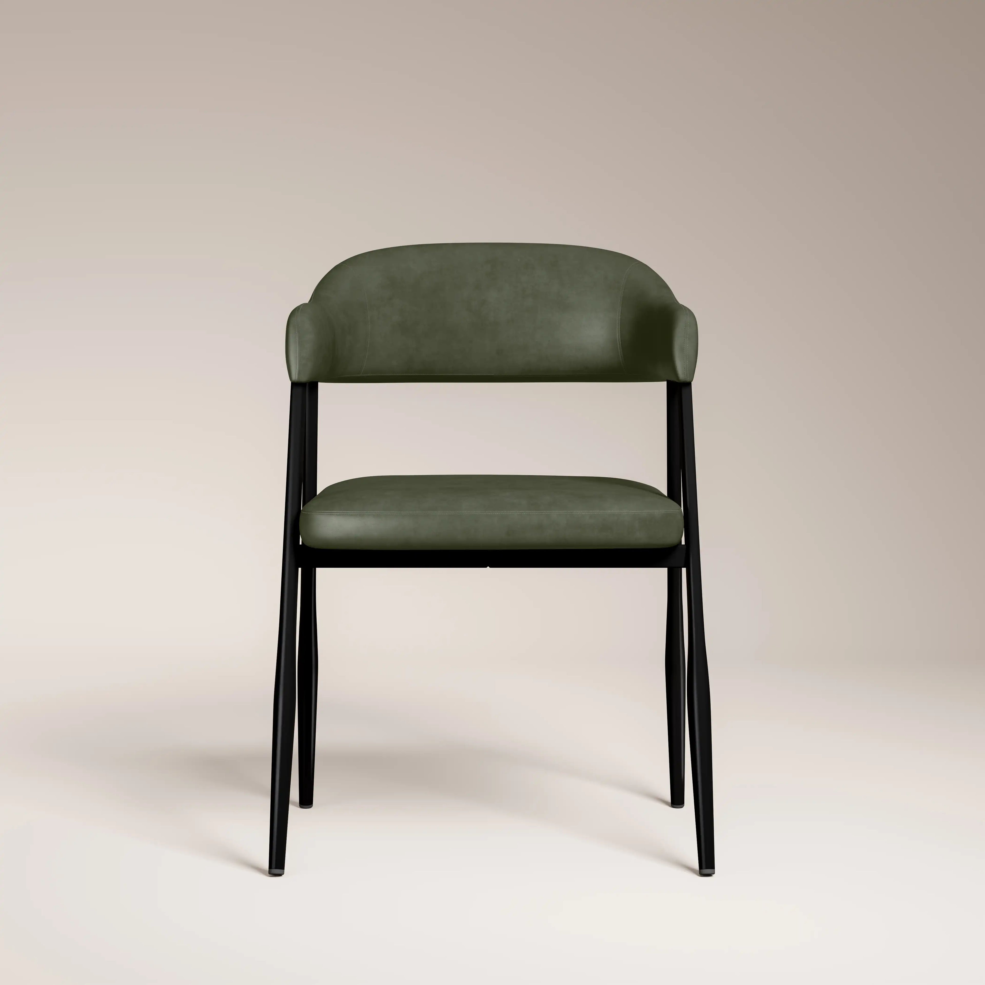 Presley Carver Dining Chair | Vintage Green Faux Leather & Black