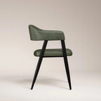 Presley Carver Dining Chair | Vintage Green Faux Leather & Black