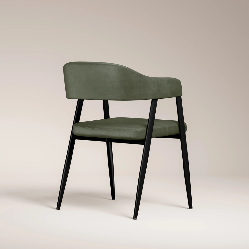 Presley Carver Dining Chair | Vintage Green Faux Leather & Black