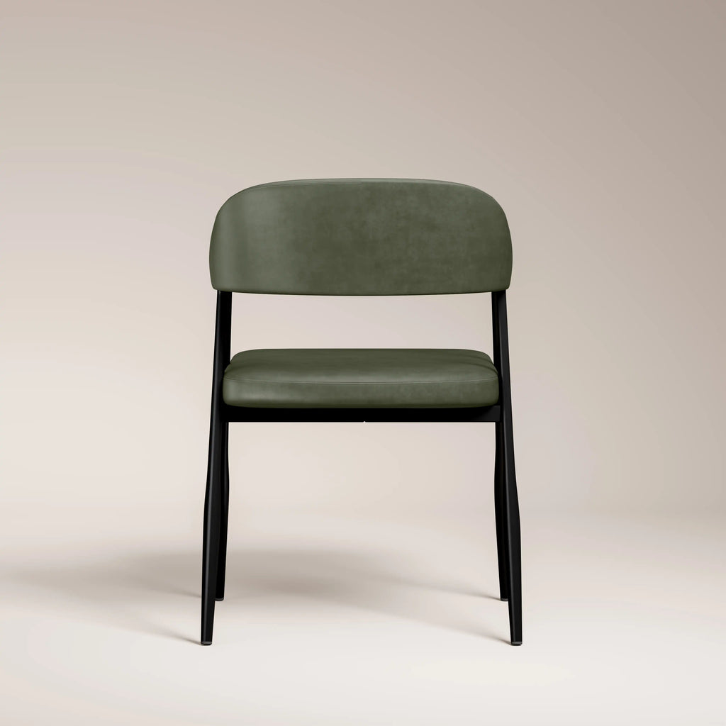 Presley Carver Dining Chair | Vintage Green Faux Leather & Black