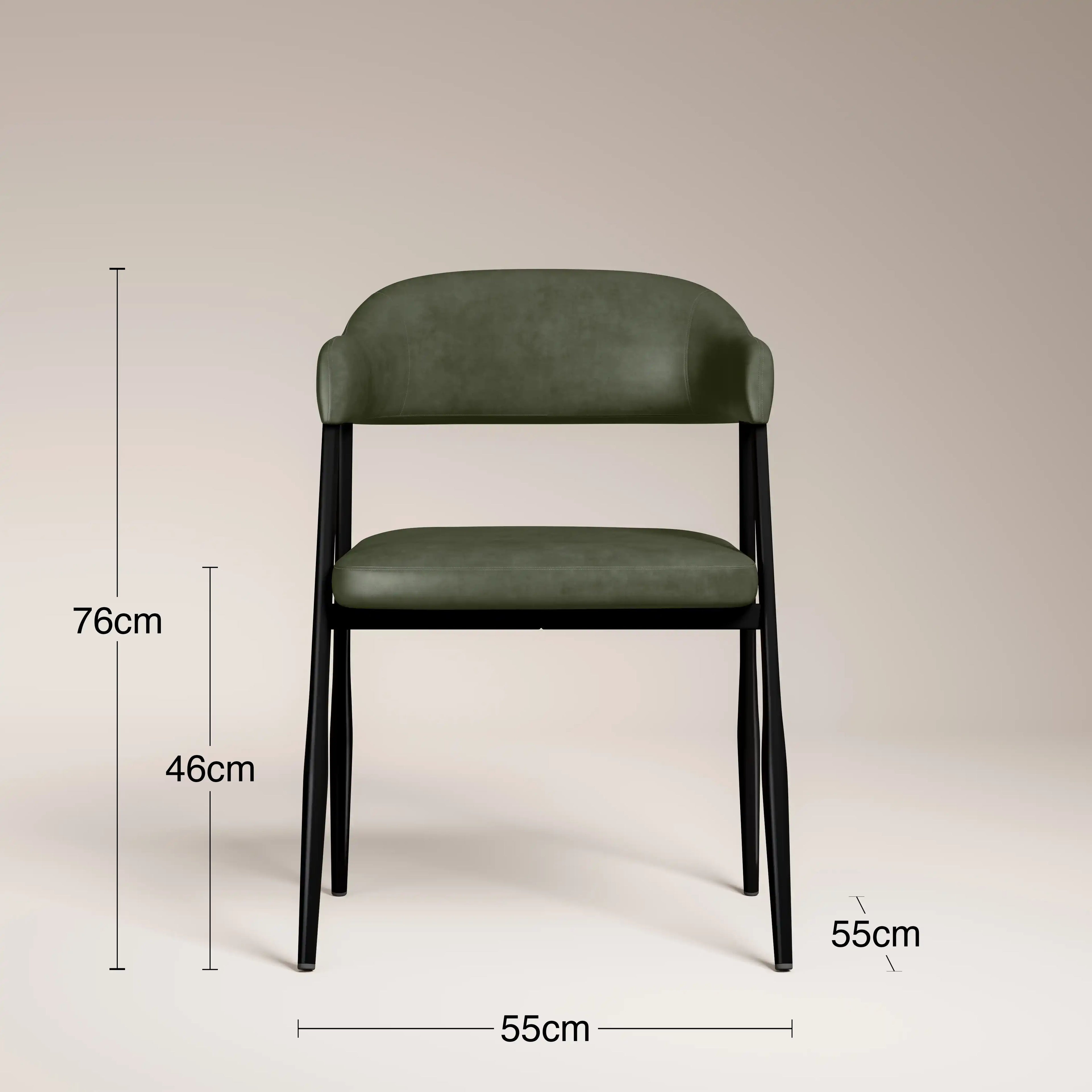 Presley Carver Dining Chair | Vintage Green Faux Leather & Black