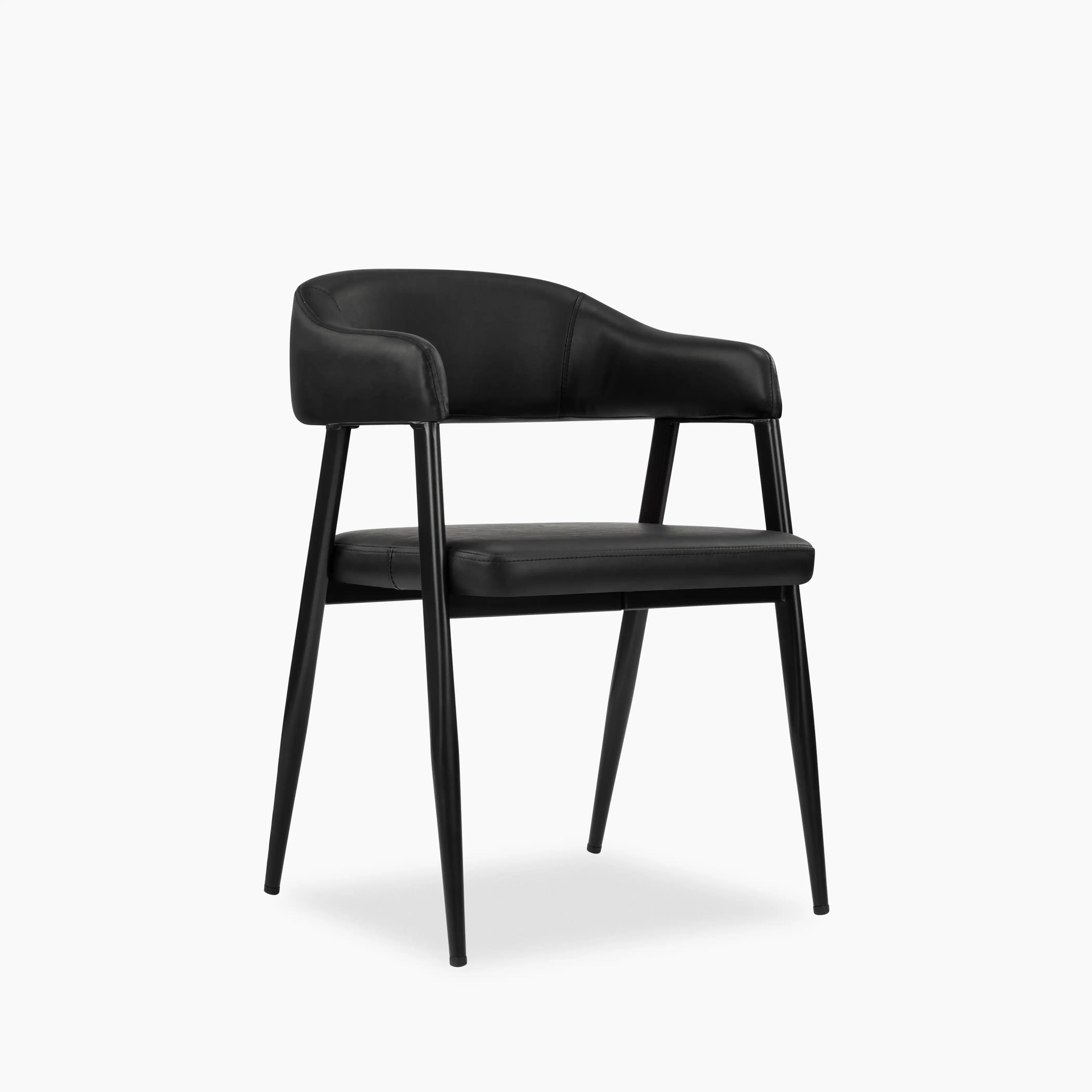 Presley Carver Dining Chair | Vintage Black Faux Leather & Black