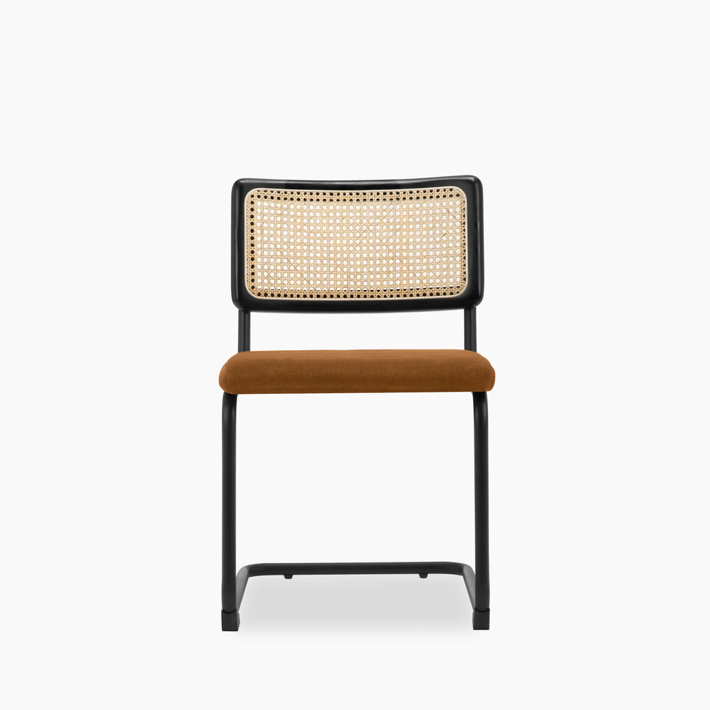Kenton Dining Chair | Caramel Brown Sustainable Mohair Velvet & Black