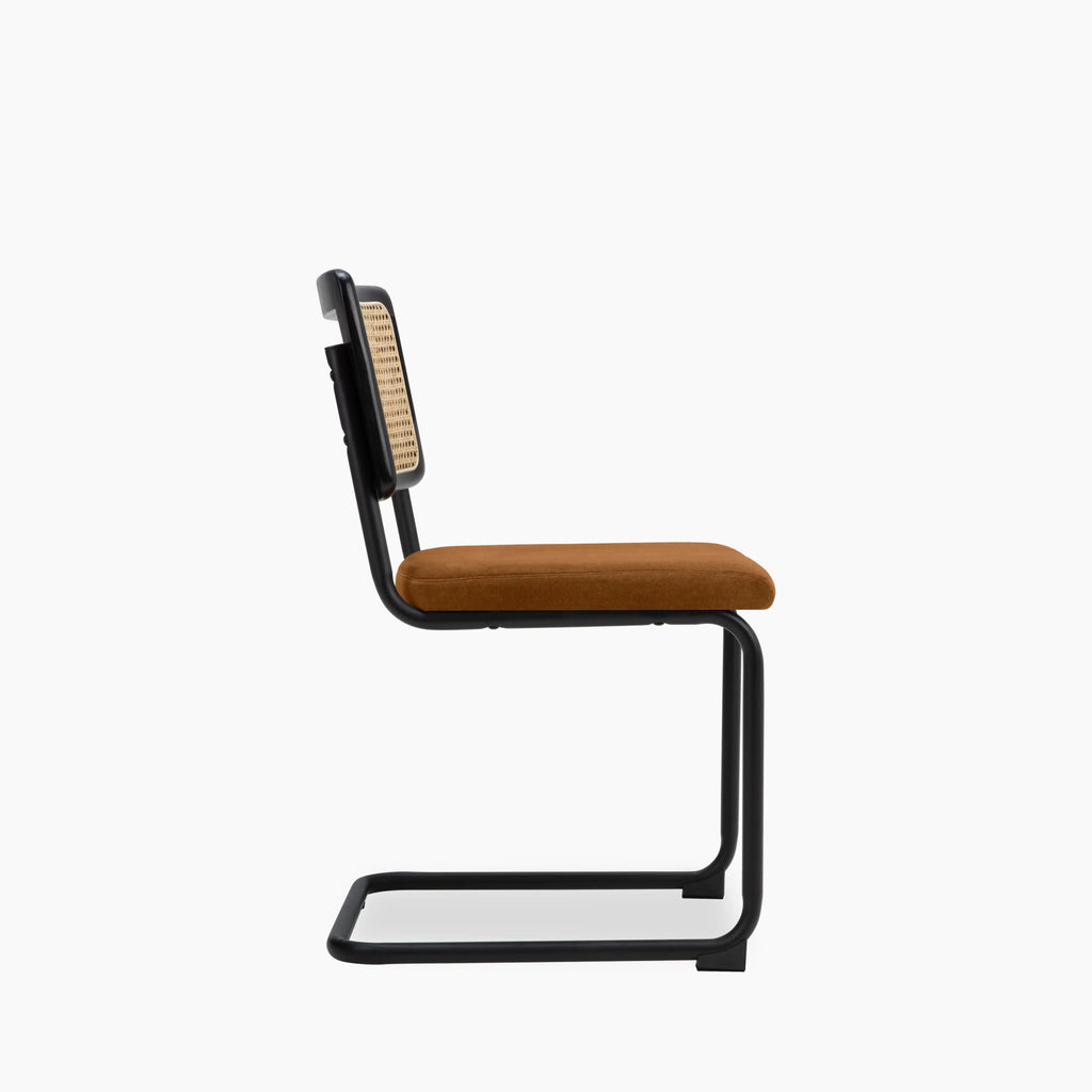 Kenton Dining Chair | Caramel Brown Sustainable Mohair Velvet & Black