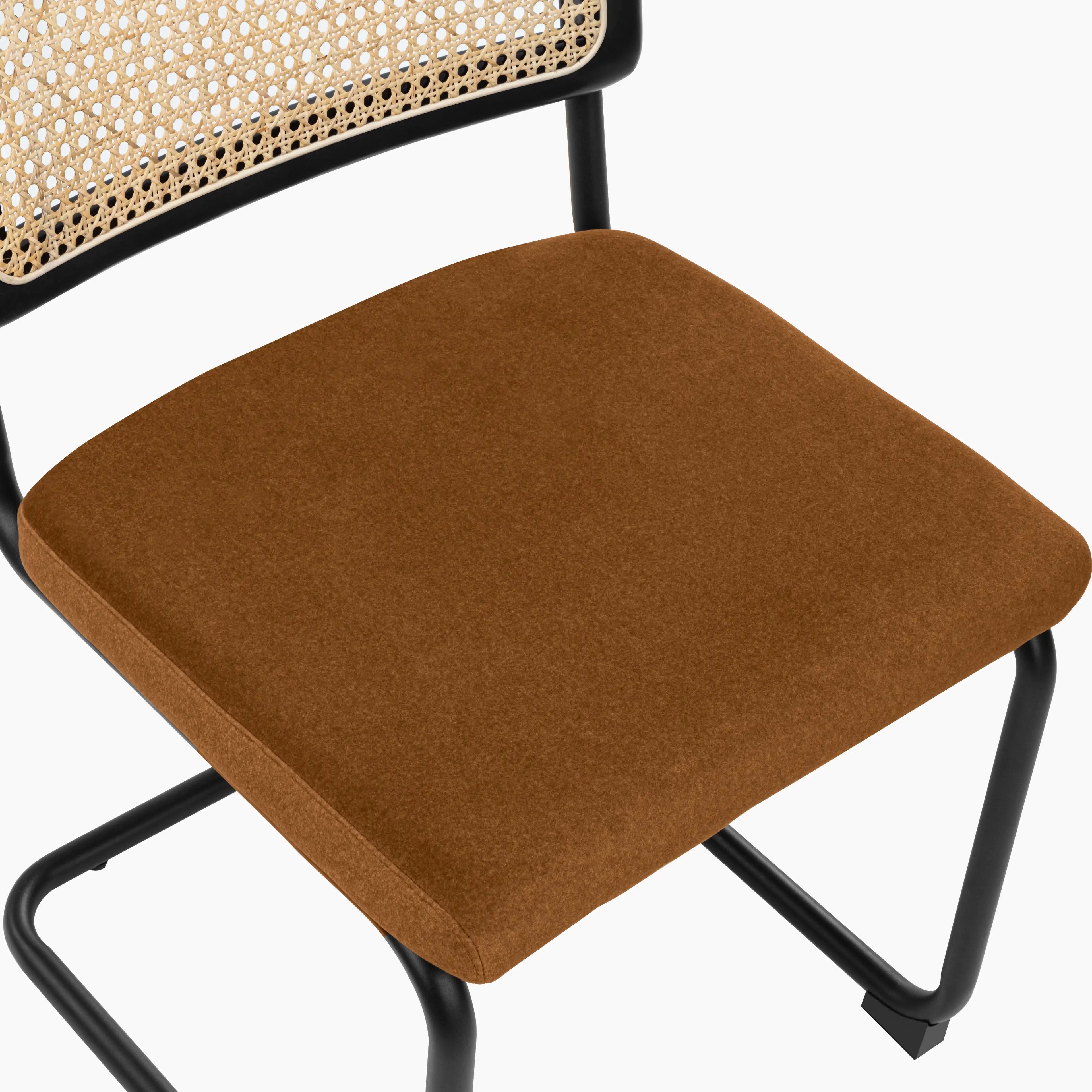 Kenton Dining Chair | Caramel Brown Sustainable Mohair Velvet & Black