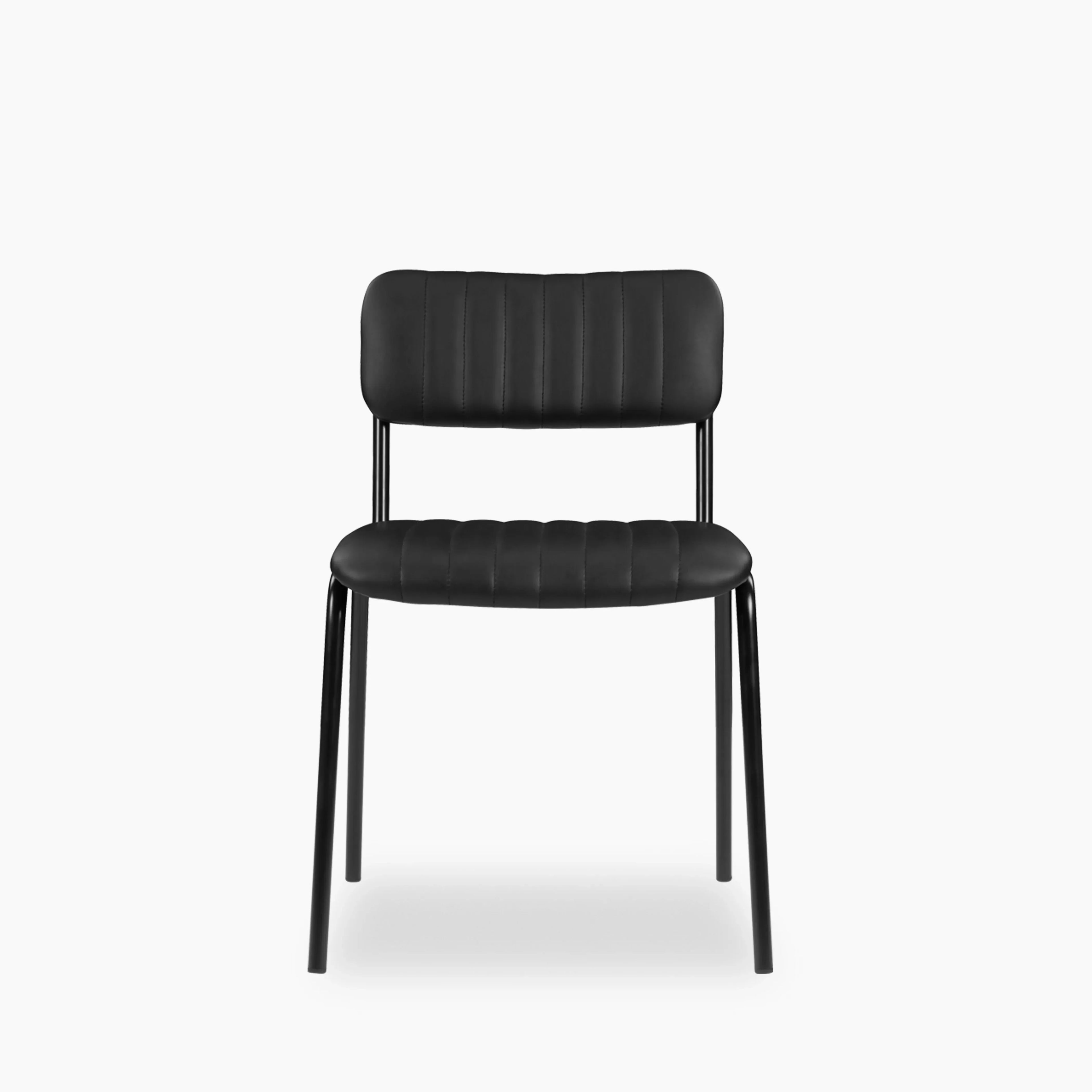 Weston Stackable Dining Chair | Vintage Black Faux Leather & Black