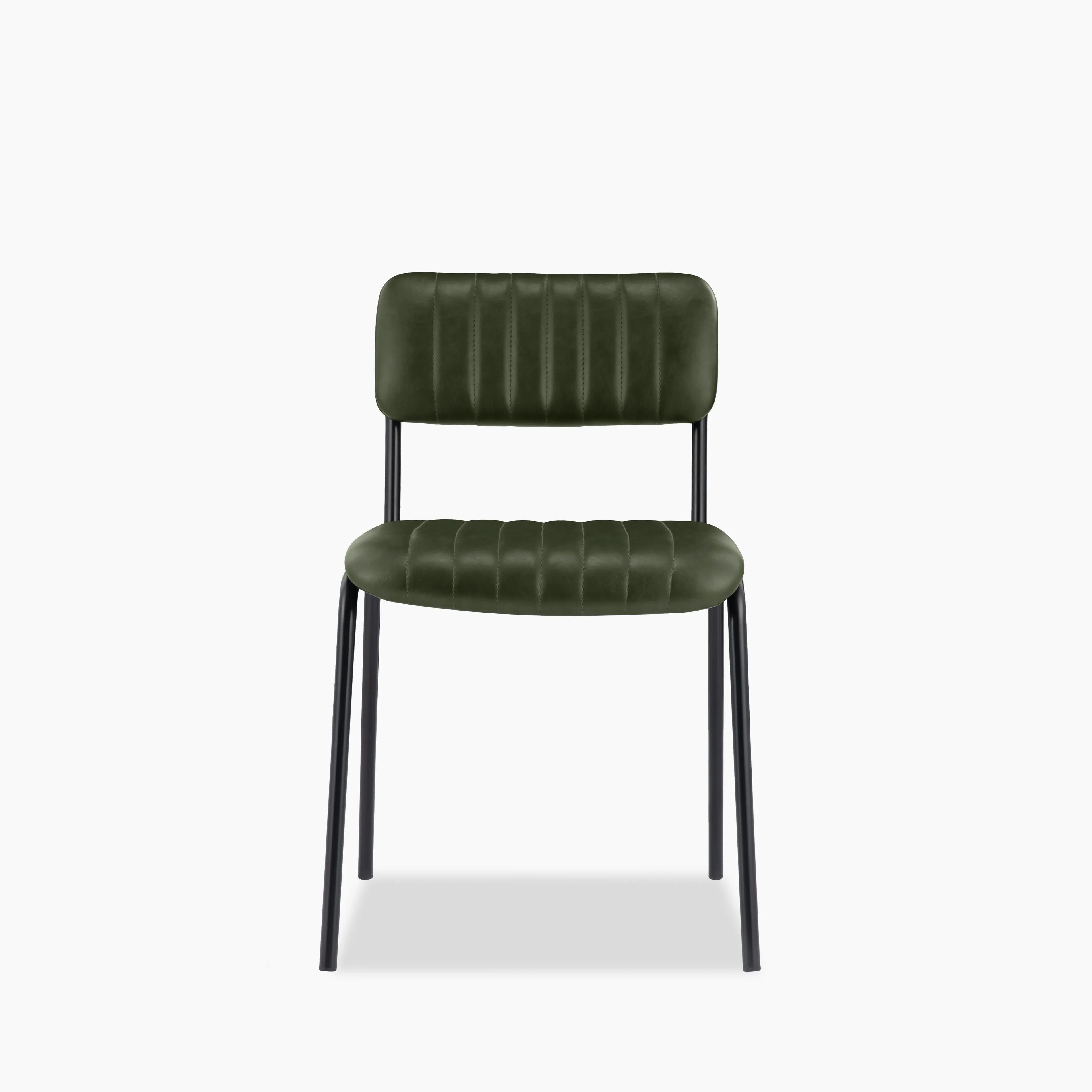 Weston Stackable Dining Chair | Vintage Green Faux Leather & Black