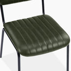 Weston Stackable Dining Chair | Vintage Green Faux Leather & Black