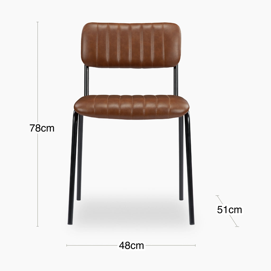 Weston Stackable Dining Chair | Vintage Tan Faux Leather & Black