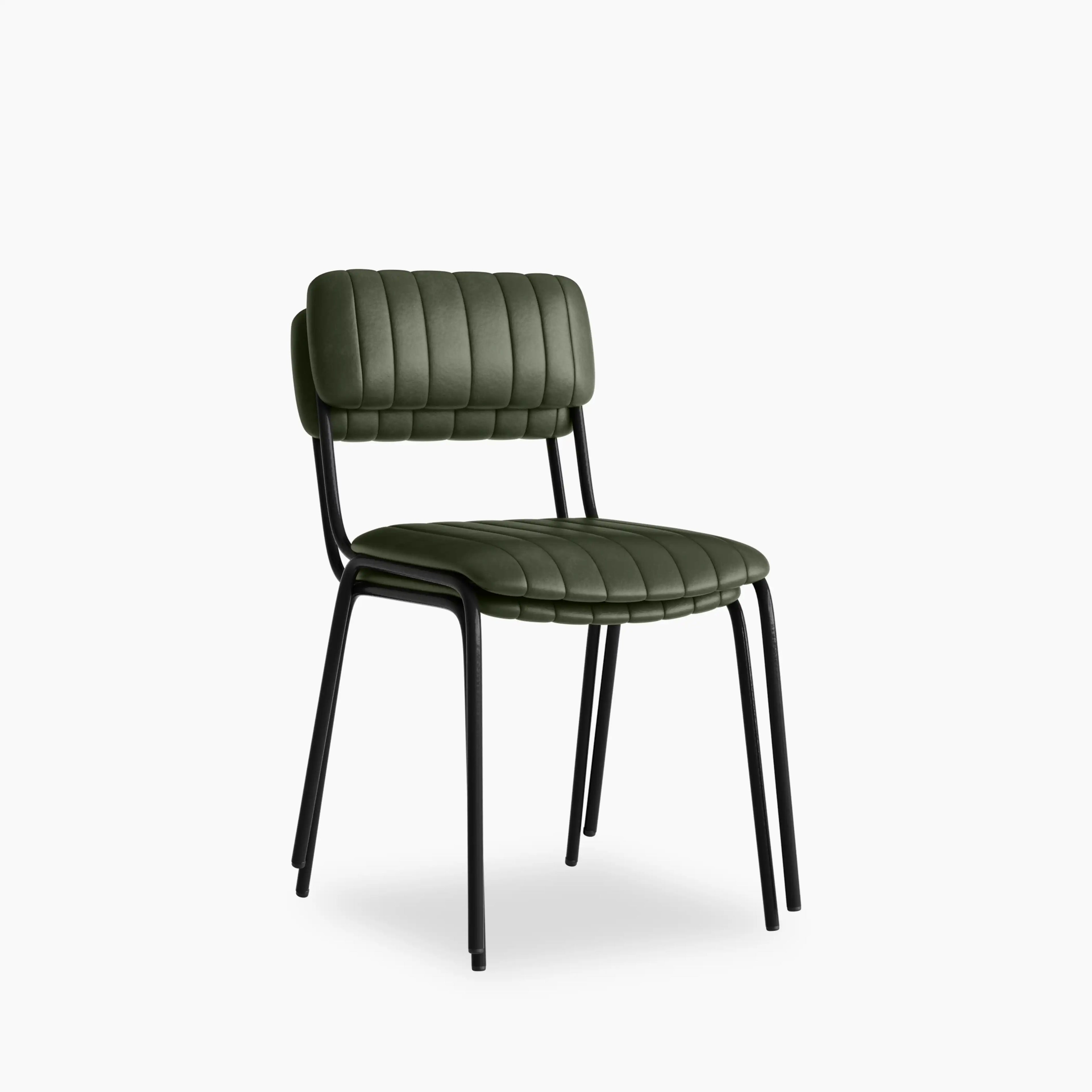 Weston Stackable Dining Chair | Vintage Green Faux Leather & Black