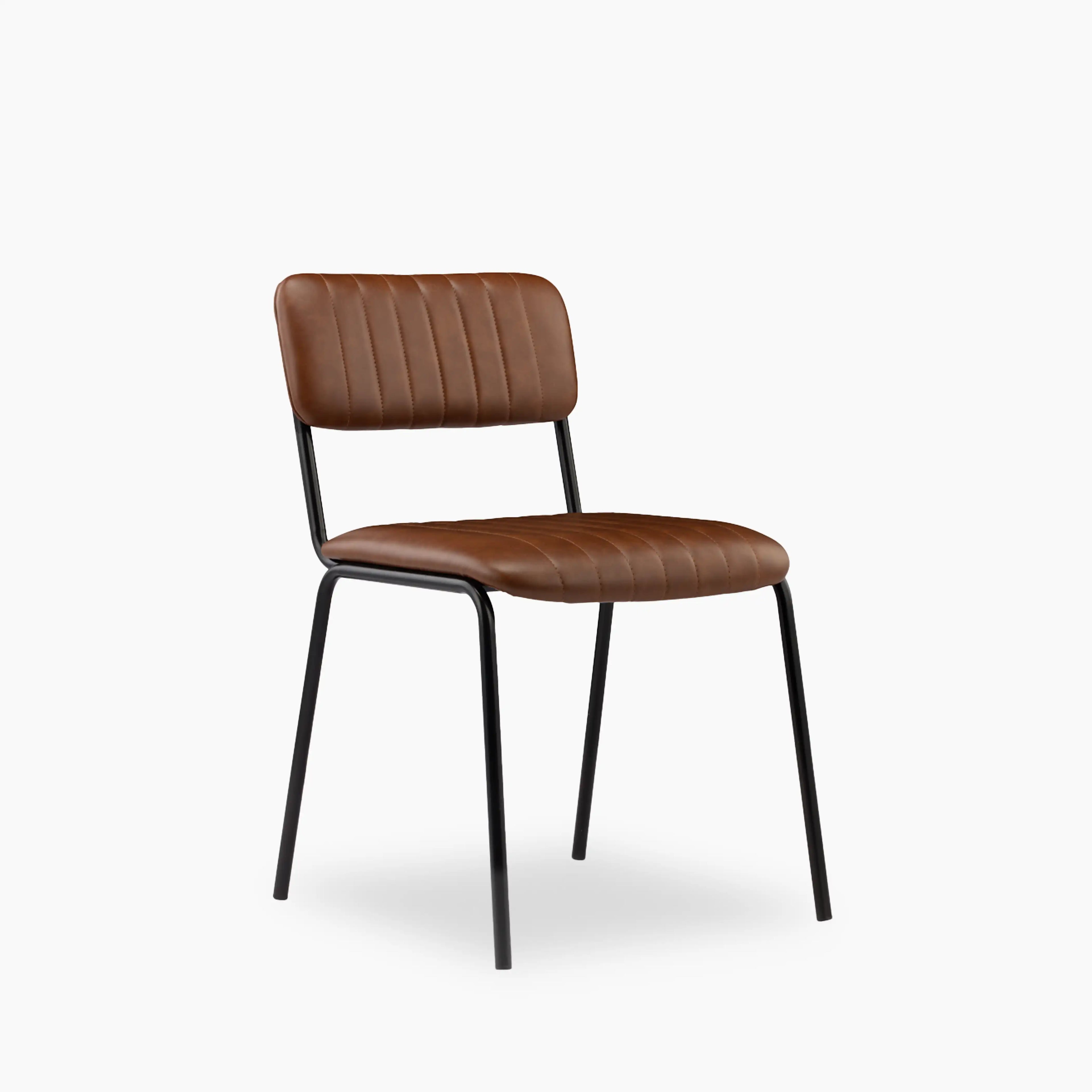 Weston Stackable Dining Chair | Vintage Tan Faux Leather & Black