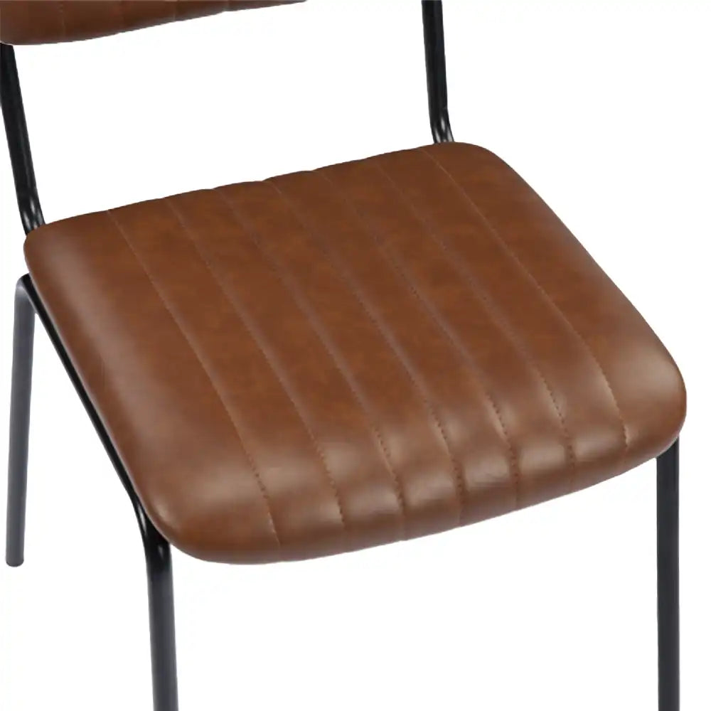 Weston Stackable Dining Chair | Vintage Tan Faux Leather & Black
