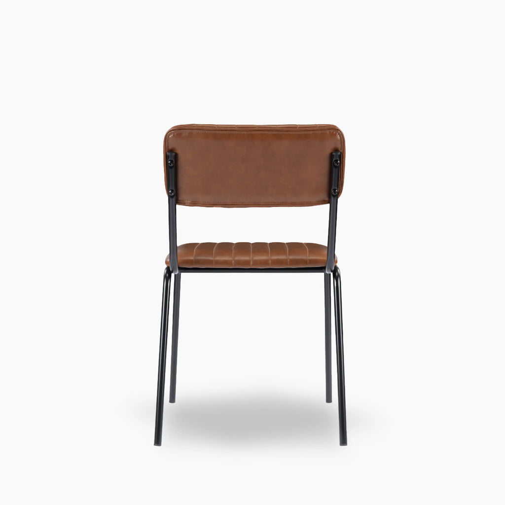 Weston Stackable Dining Chair | Vintage Tan Faux Leather & Black