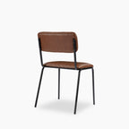 Weston Stackable Dining Chair | Vintage Tan Faux Leather & Black