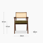 Cary Wooden Carver Dining Chair | Moss Green Sustainable Mohair Velvet & Walnut