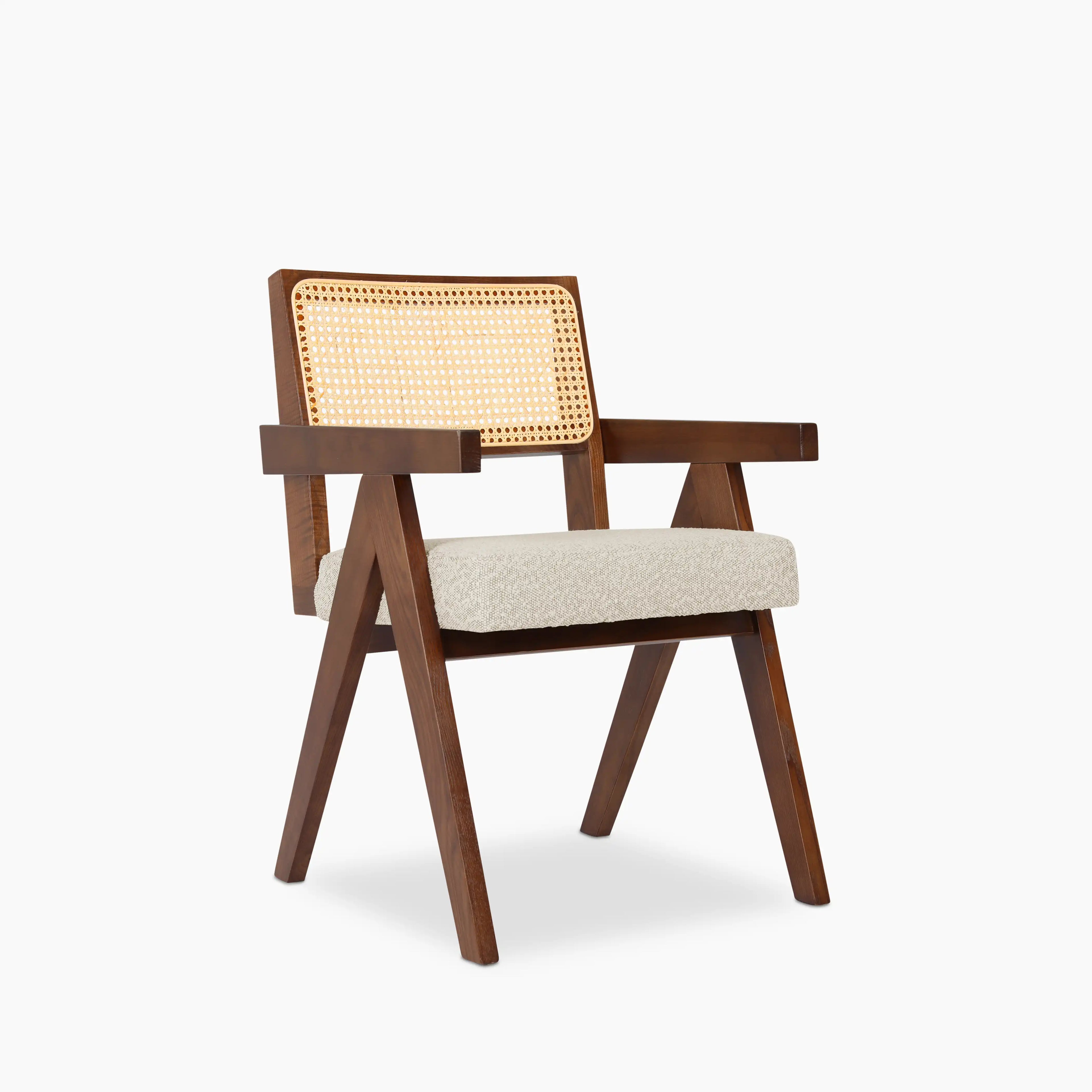 Cary Wooden Carver Dining Chair | Speckled Stone Sustainable Boucle & Walnut