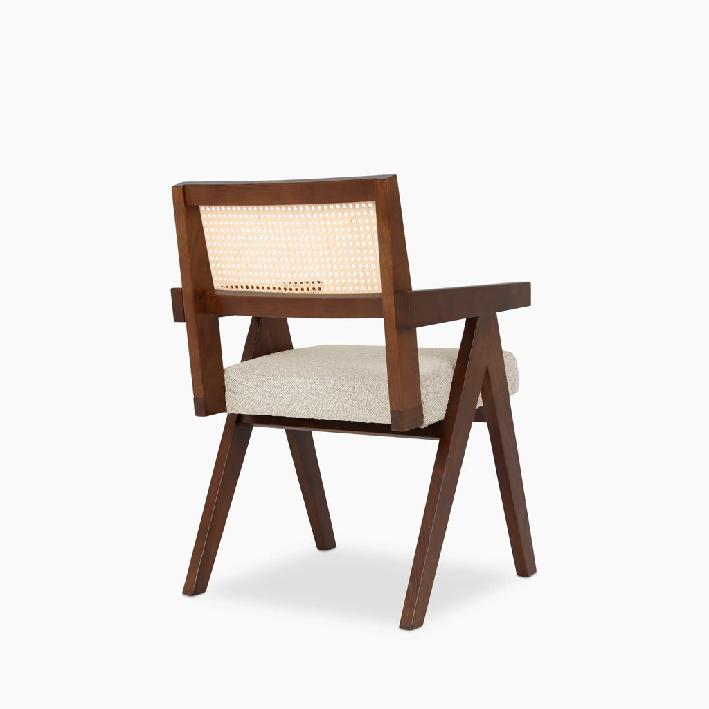 Cary Wooden Carver Dining Chair | Speckled Stone Sustainable Boucle & Walnut