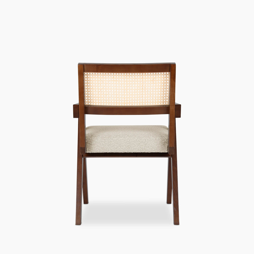 Cary Wooden Carver Dining Chair | Speckled Stone Sustainable Boucle & Walnut