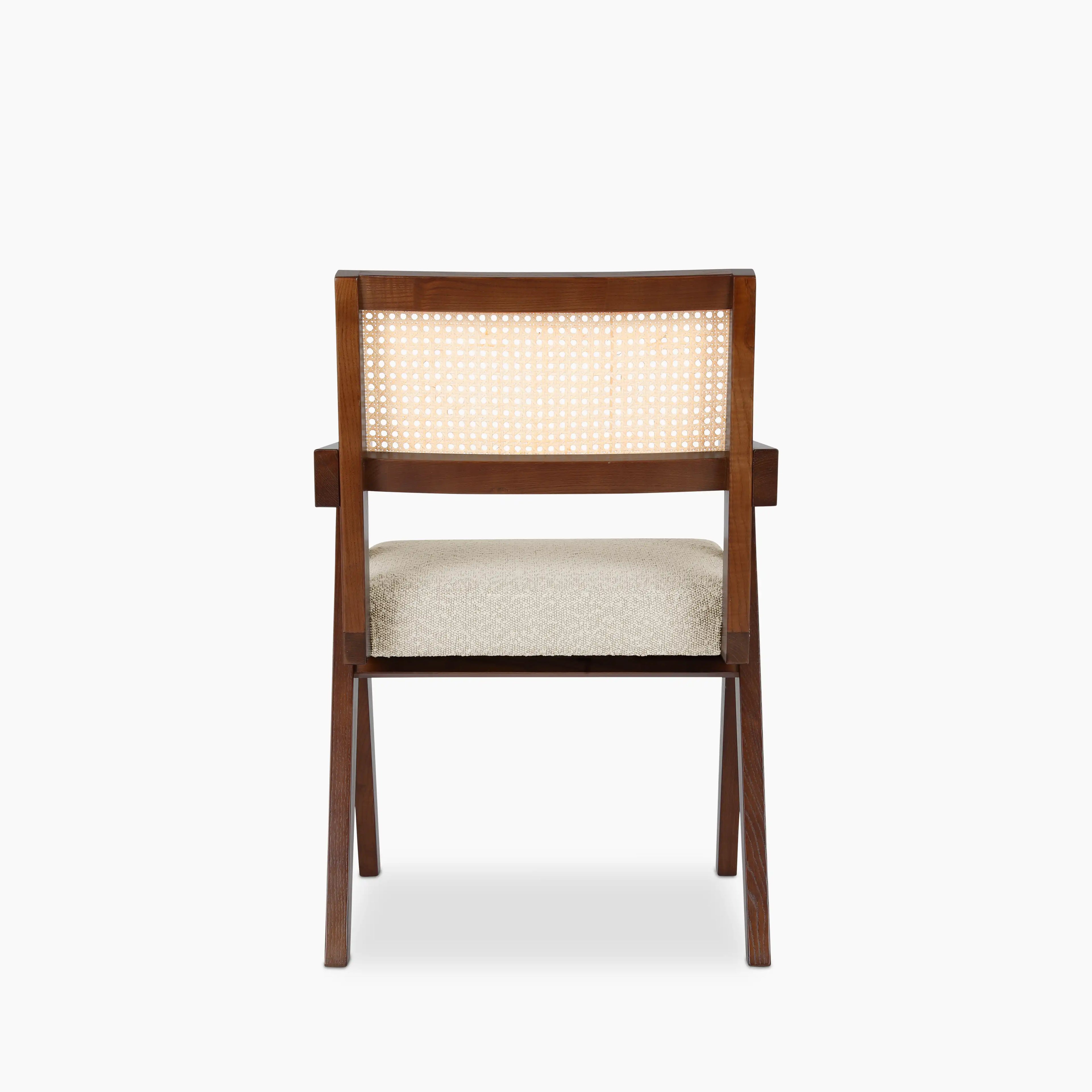 Cary Wooden Carver Dining Chair | Speckled Stone Sustainable Boucle & Walnut