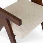 Cary Wooden Carver Dining Chair | Speckled Stone Sustainable Boucle & Walnut
