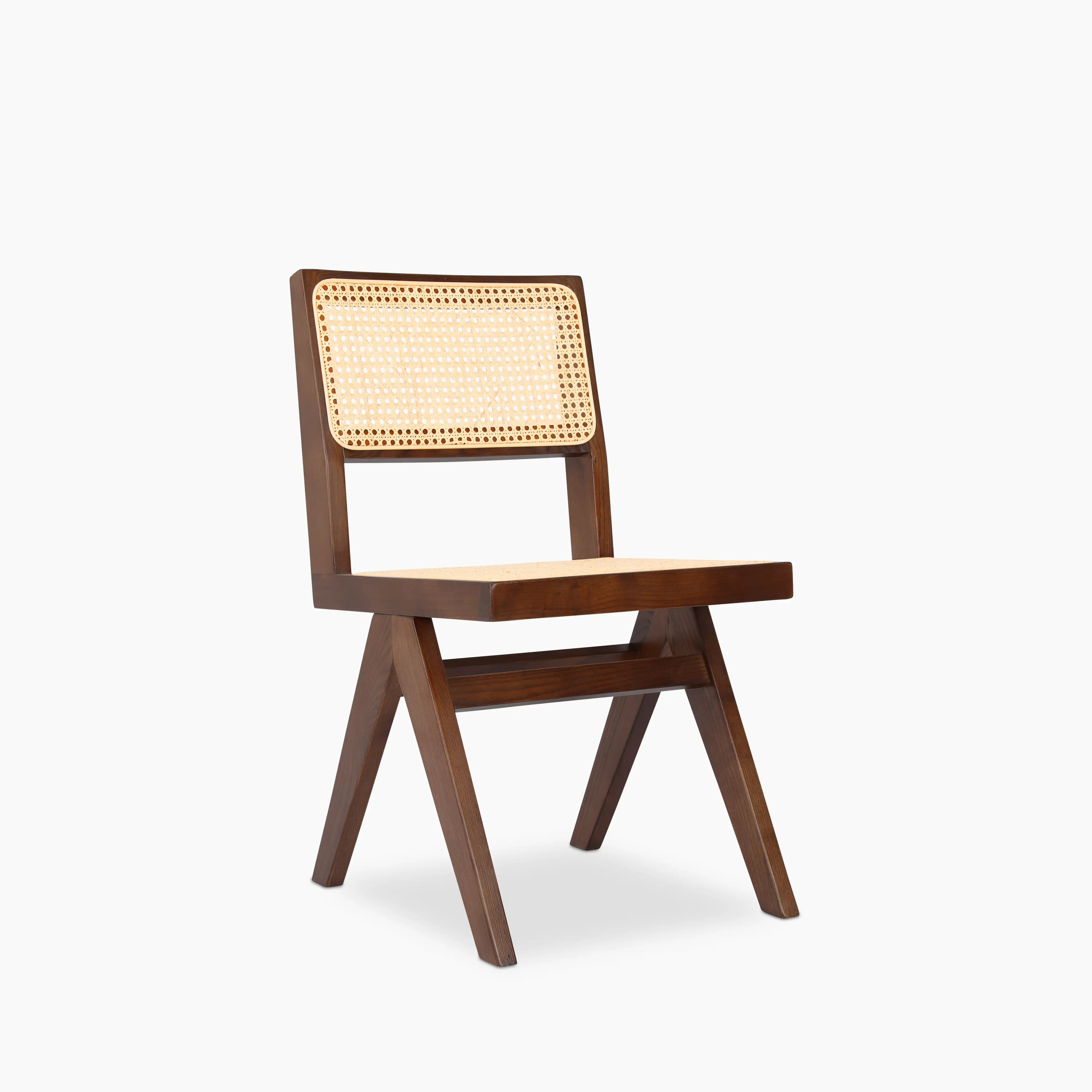 Cary Wooden Dining Chair | Natural Cane & Walnut