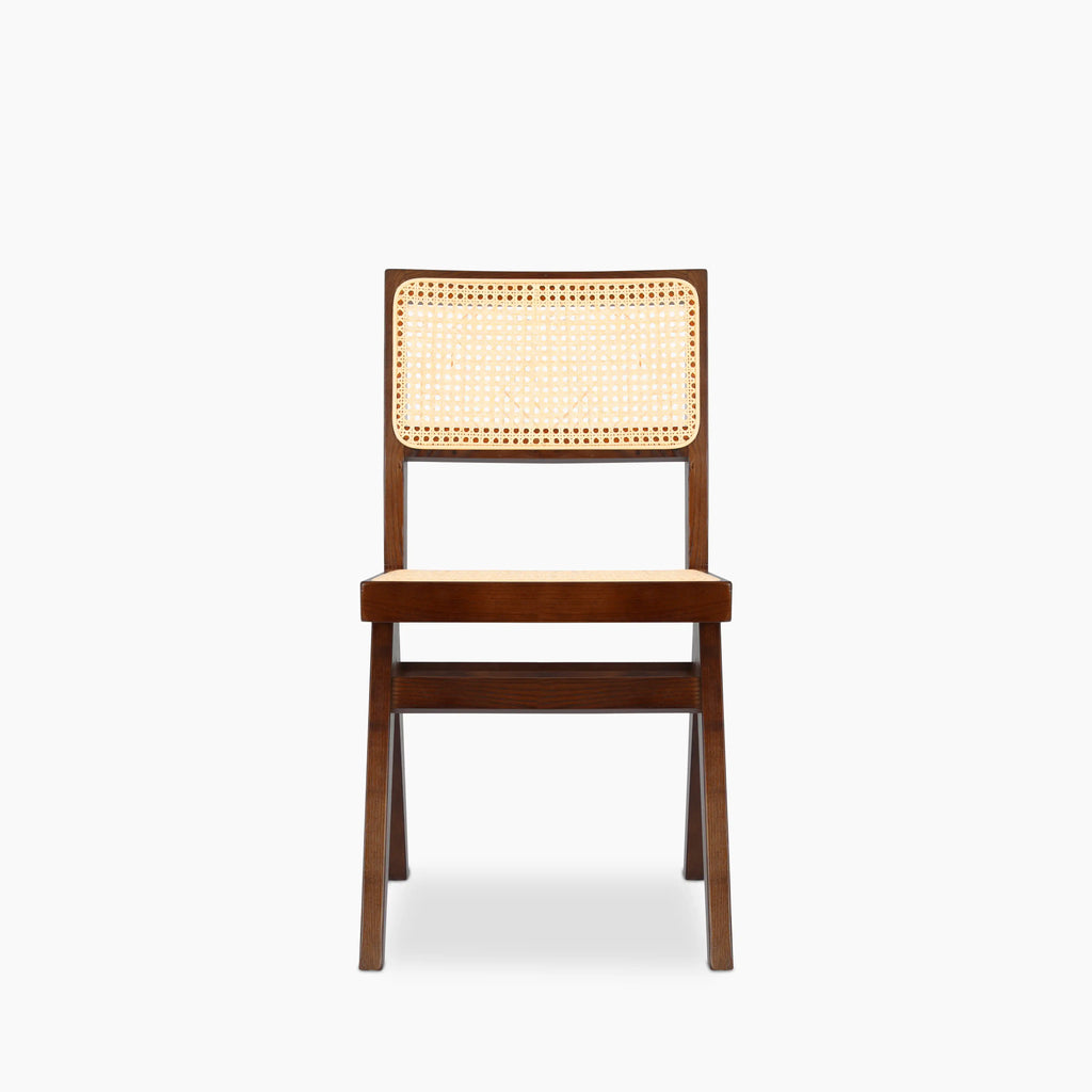 Cary Wooden Dining Chair | Natural Cane & Walnut