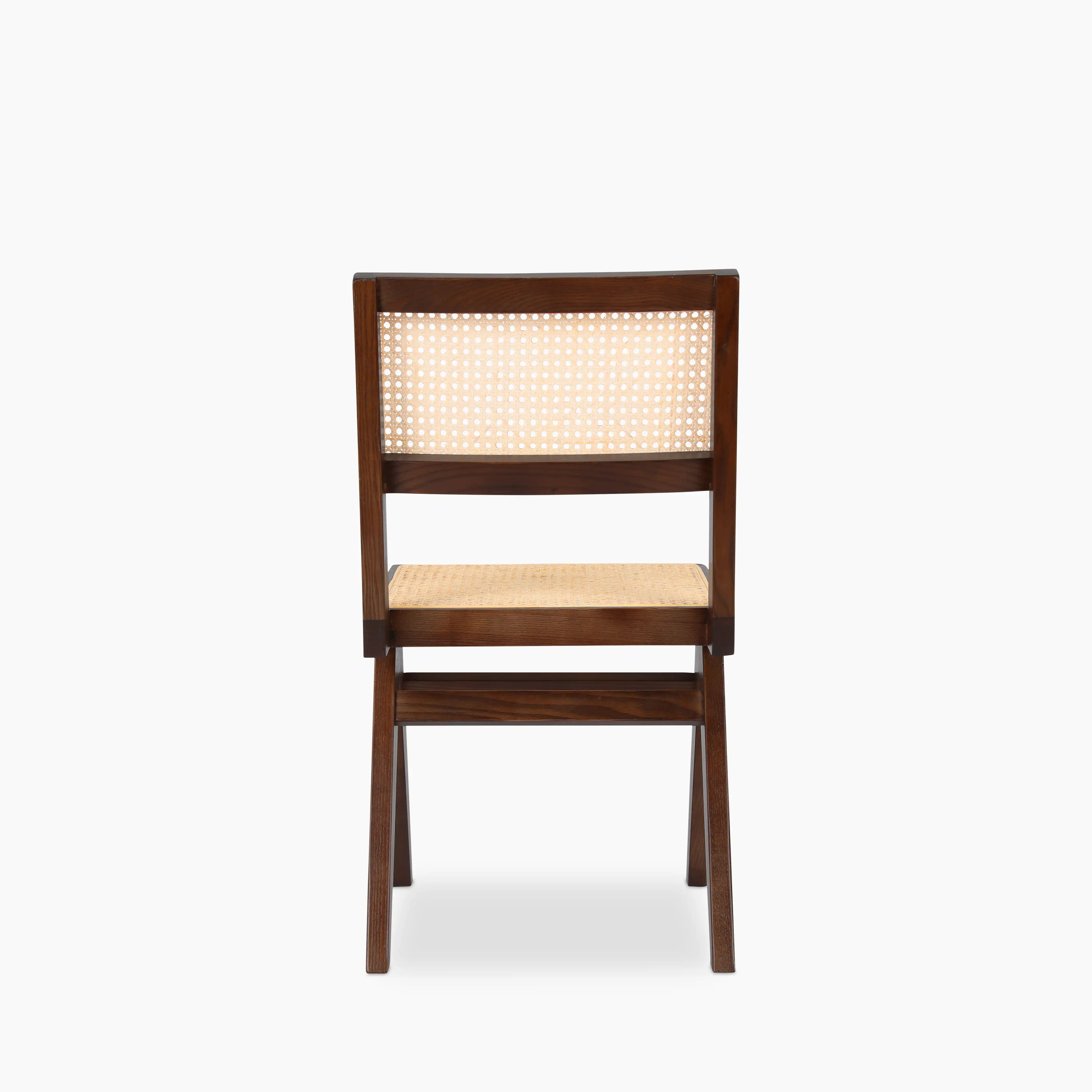 Cary Wooden Dining Chair | Natural Cane & Walnut