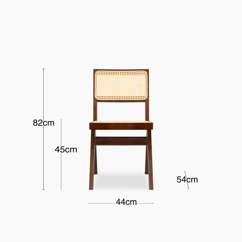 Cary Wooden Dining Chair | Natural Cane & Walnut