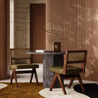 Cary Wooden Dining Chair | Moss Green Sustainable Mohair Velvet & Walnut