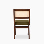 Cary Wooden Dining Chair | Moss Green Sustainable Mohair Velvet & Walnut