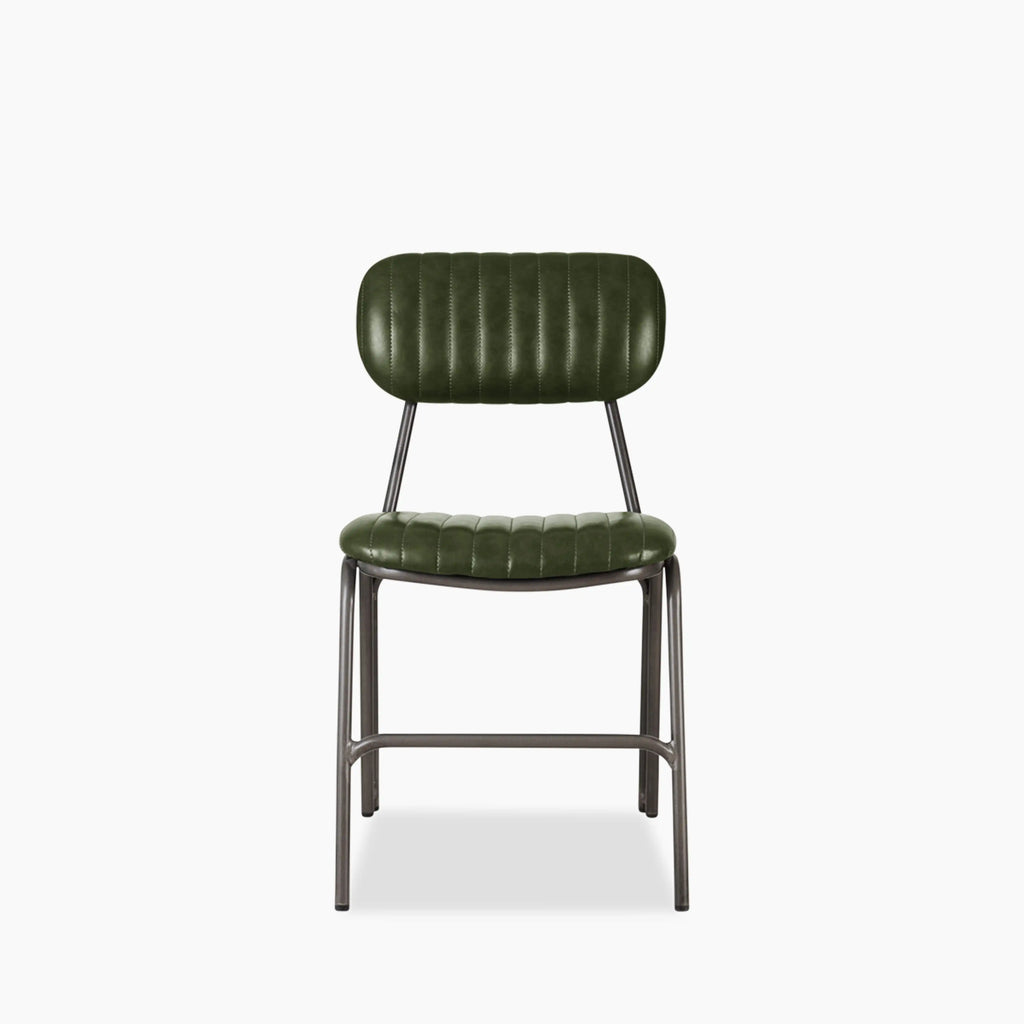 Boston Dining Chair | Dark Green Faux Leather & Gunmetal