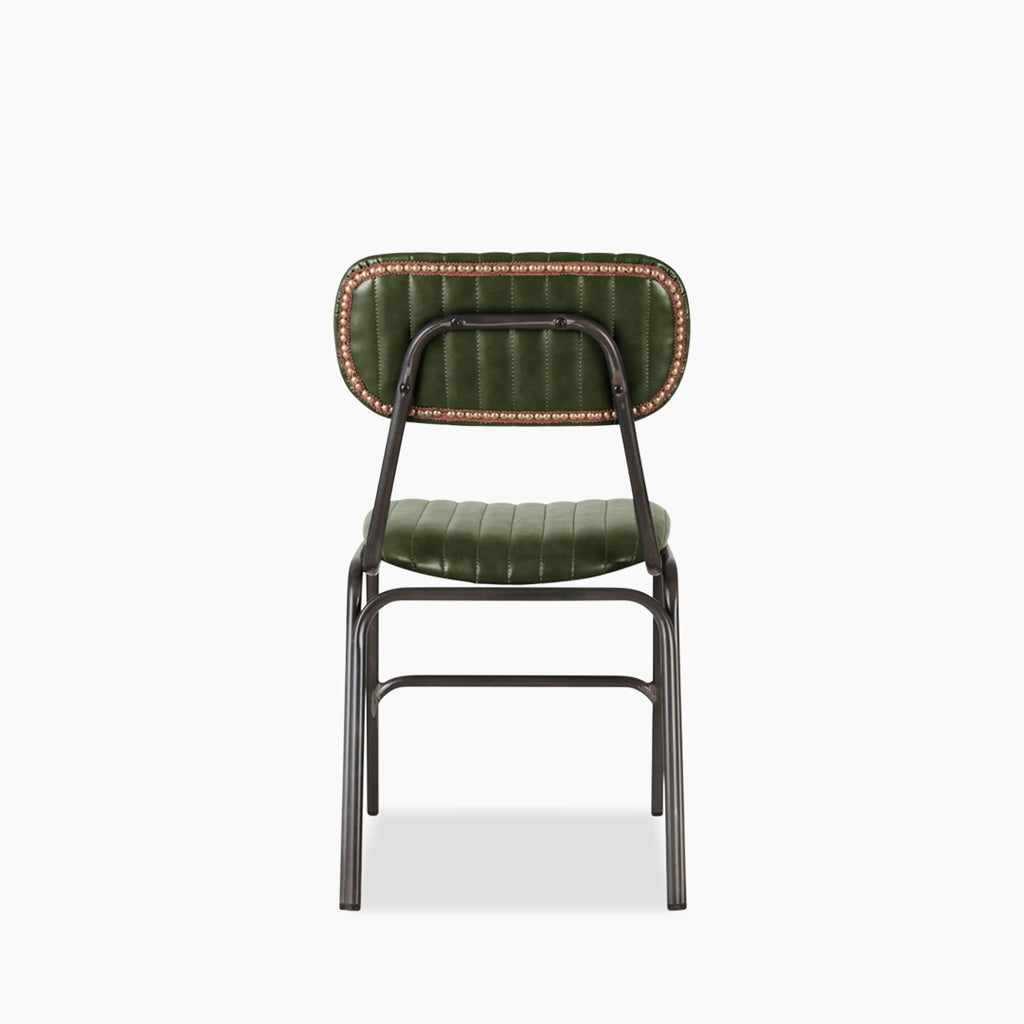 Boston Dining Chair | Dark Green Faux Leather & Gunmetal
