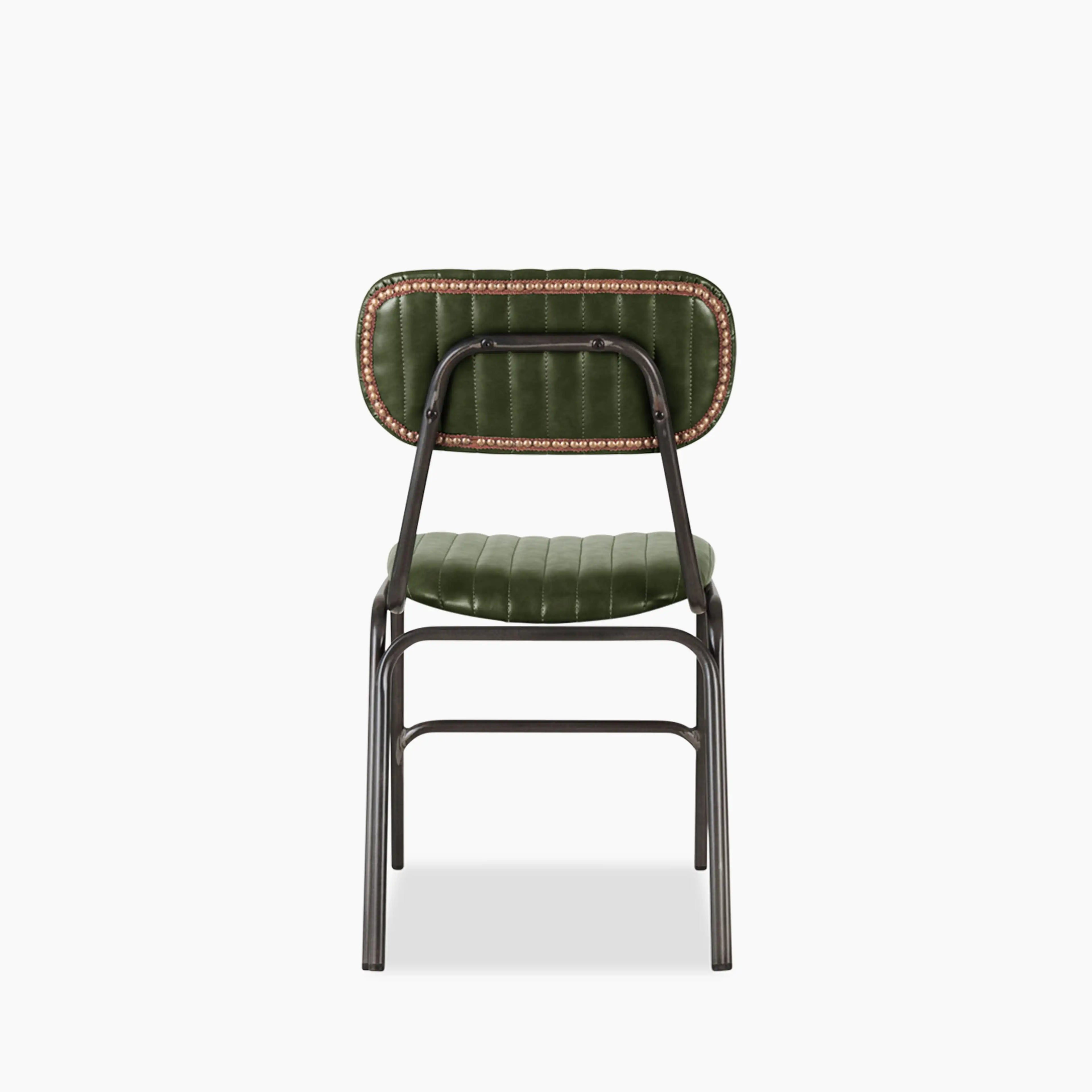 Boston Dining Chair | Dark Green Faux Leather & Gunmetal