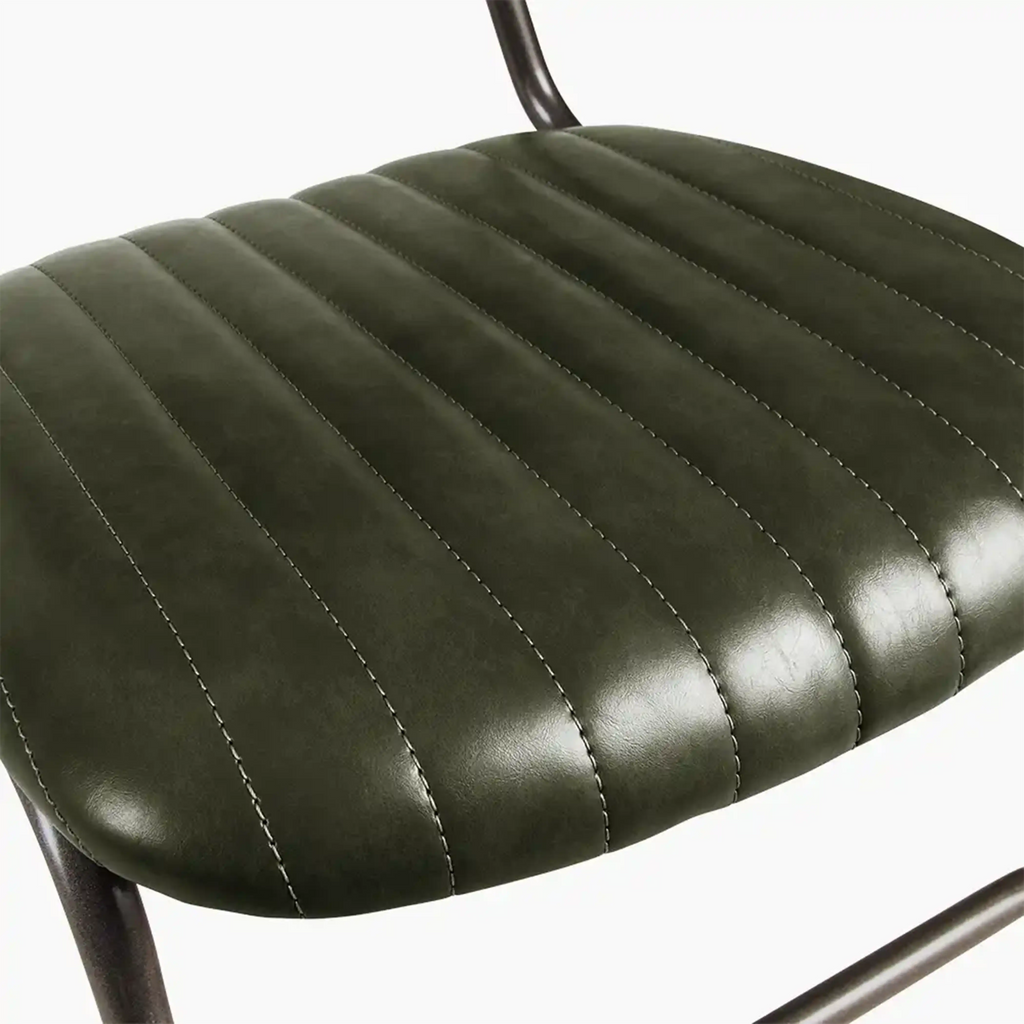 Boston Dining Chair | Dark Green Faux Leather & Gunmetal