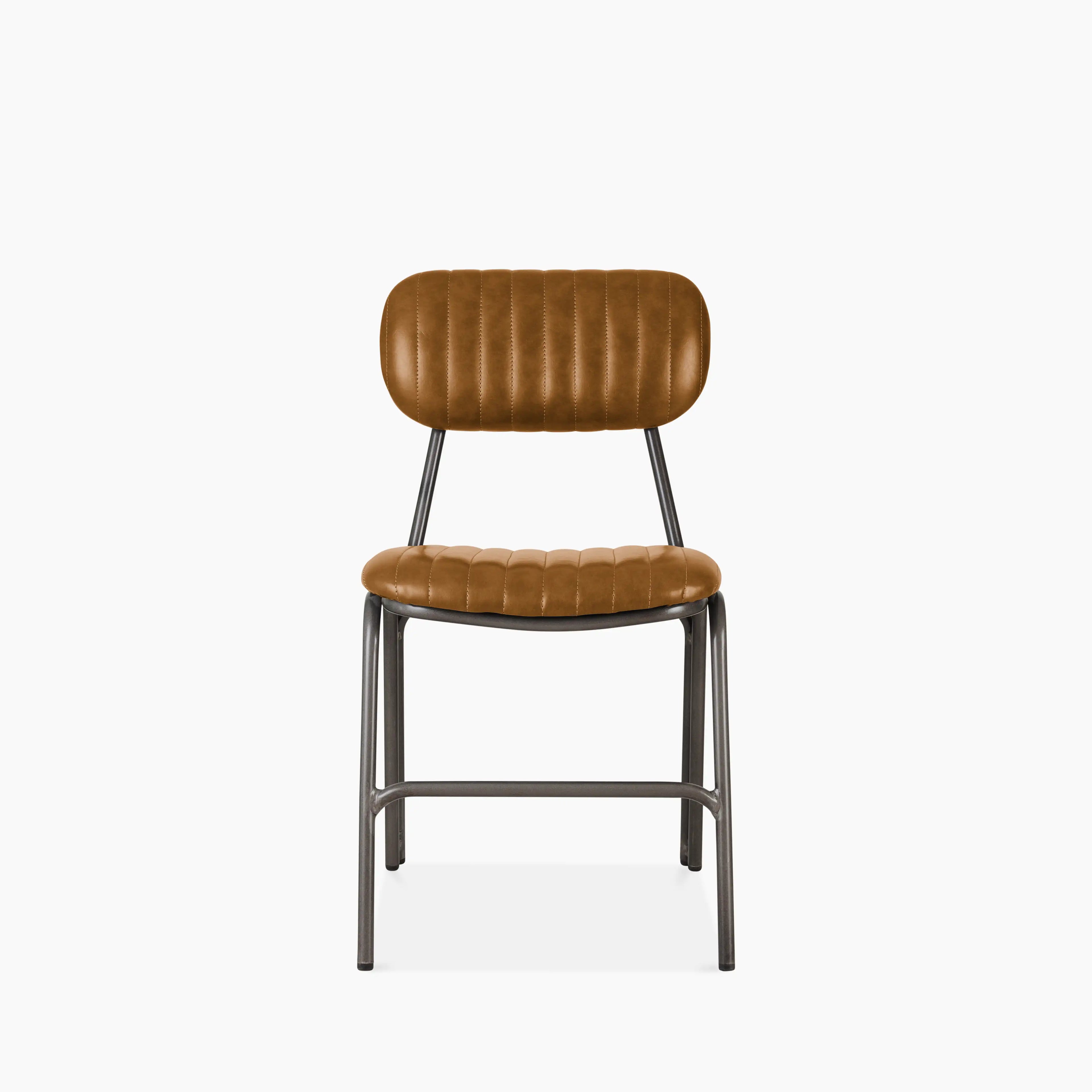 Boston Dining Chair | Tan Faux Leather & Gunmetal