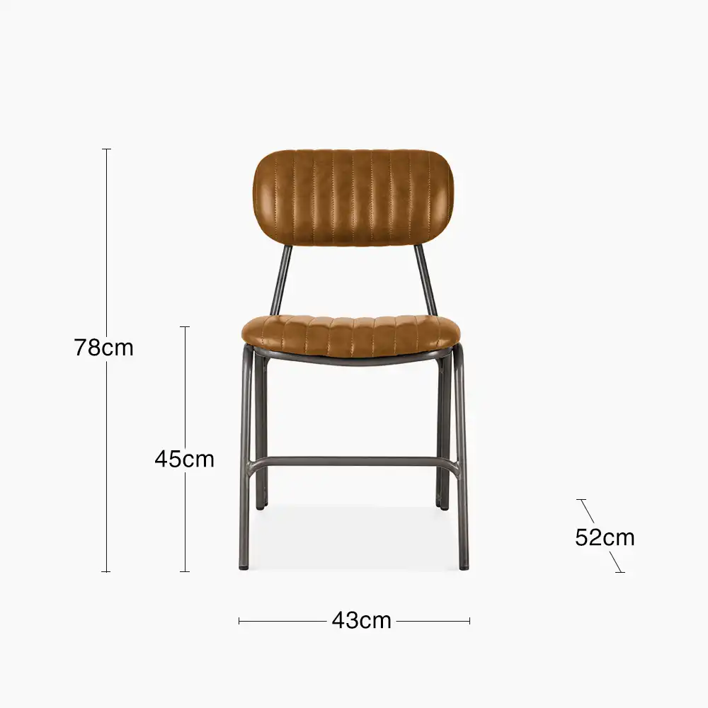 Boston Dining Chair | Tan Faux Leather & Gunmetal