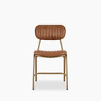 Boston Dining Chair | Vintage Tan Faux Leather & Brass