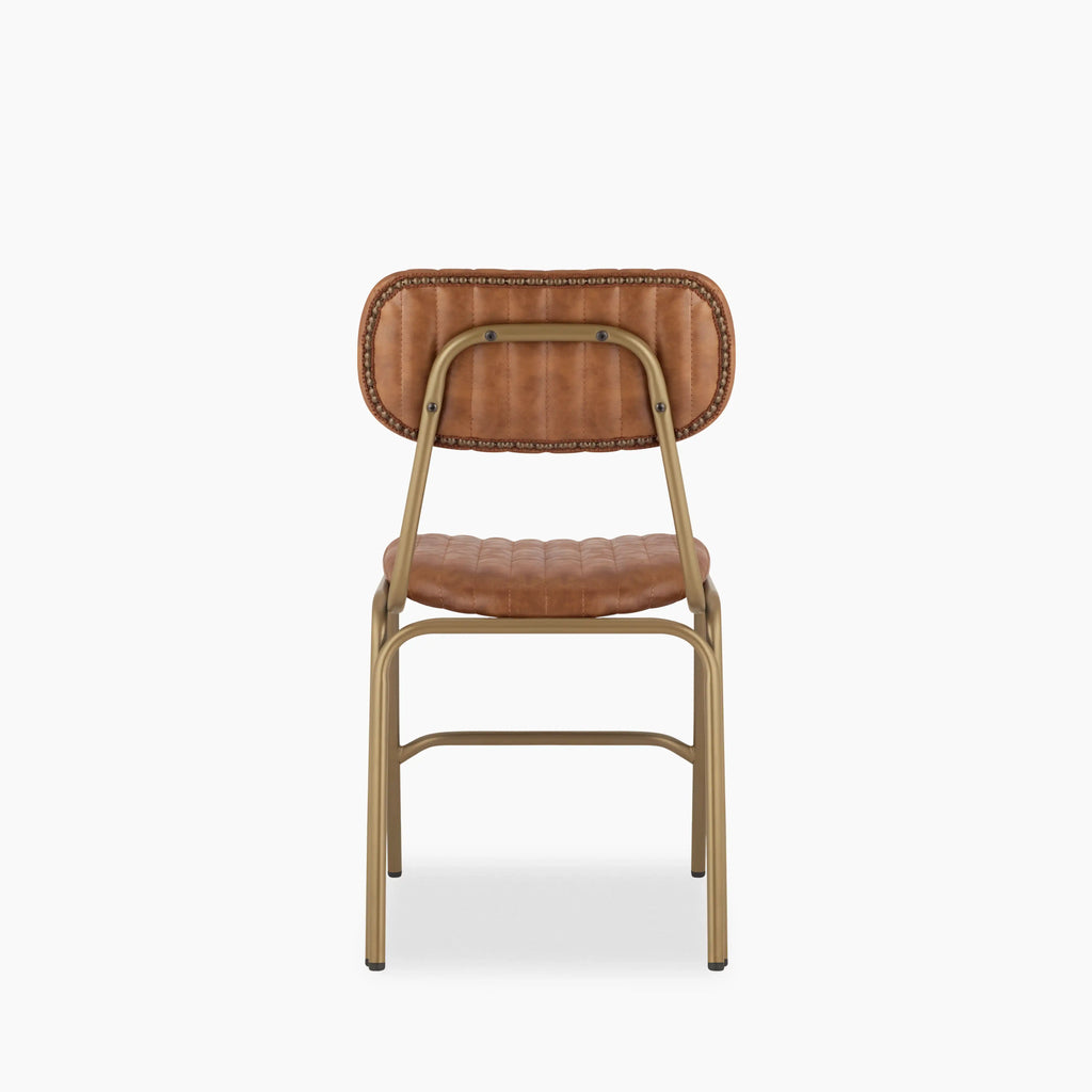 Boston Dining Chair | Vintage Tan Faux Leather & Brass