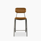 Boston Kitchen Stool With Backrest | Tan Faux Leather & Gunmetal