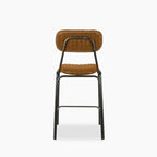 Boston Kitchen Stool With Backrest | Tan Faux Leather & Gunmetal