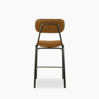 Boston Kitchen Stool With Backrest | Tan Faux Leather & Gunmetal