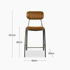 Boston Kitchen Stool With Backrest | Tan Faux Leather & Gunmetal