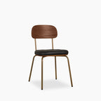 Maddox Stackable Dining Chair | Vintage Black Faux Leather & Brass